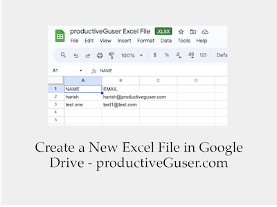 Create a New Excel File in Google Drive